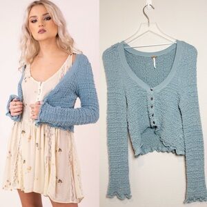Free People Blue Rosehip Cardigan Sweater